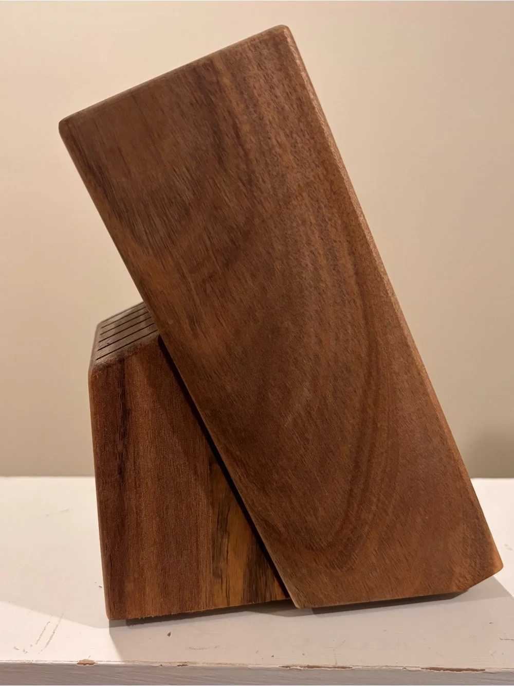 Martha Stewart Light Brown Wooden Knife Block 13 Slits 9” X 5.5” X 4.75” Wood
